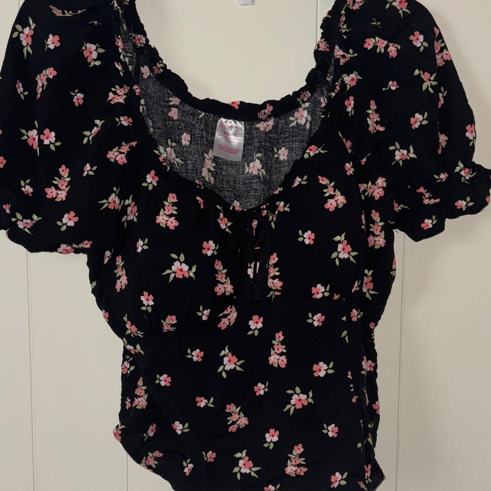 No Boundaries Black Floral Blouse